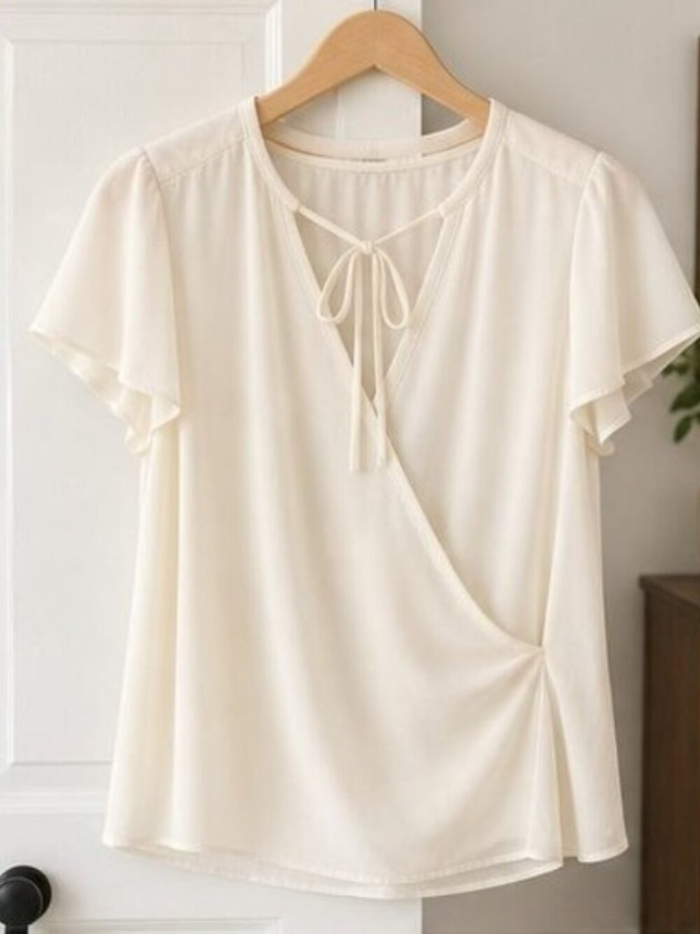 Cream Wrap Blouse